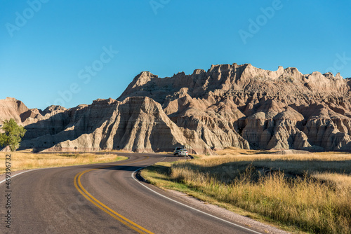 Main road leading through the Badlands National Park