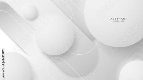 Modern white and grey background with 3D circle papercut layer	