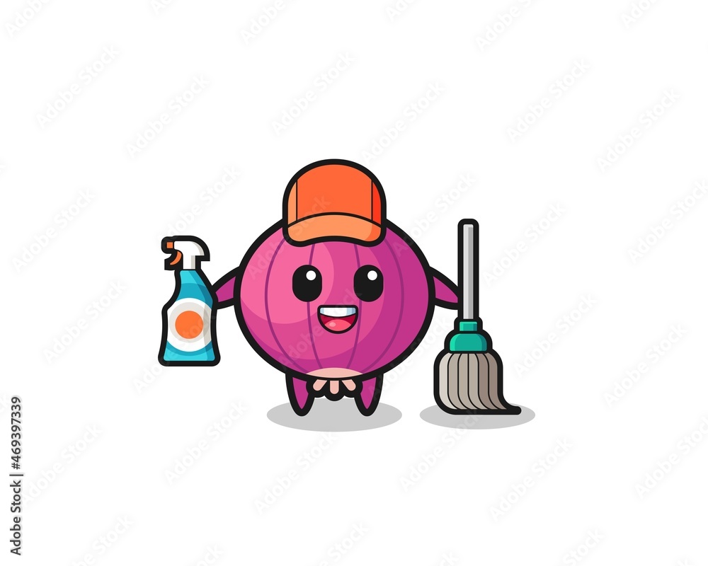 cute onion character as cleaning services mascot