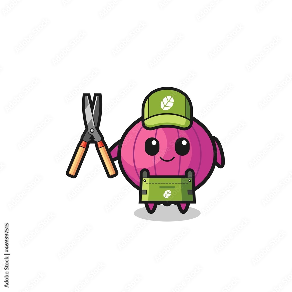cute onion as gardener mascot cute onion as gardener mascot