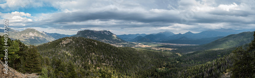 Magnificent panoramic view over the woods of Rocky Mountain National Park