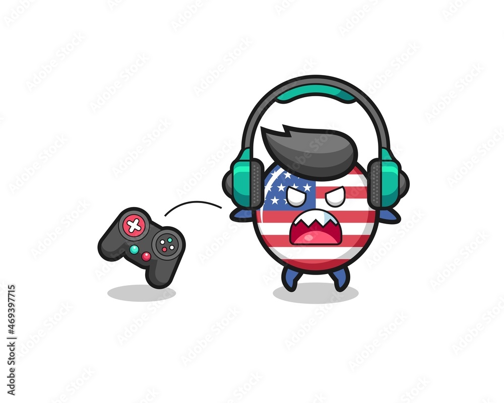 united states flag gamer mascot is angry