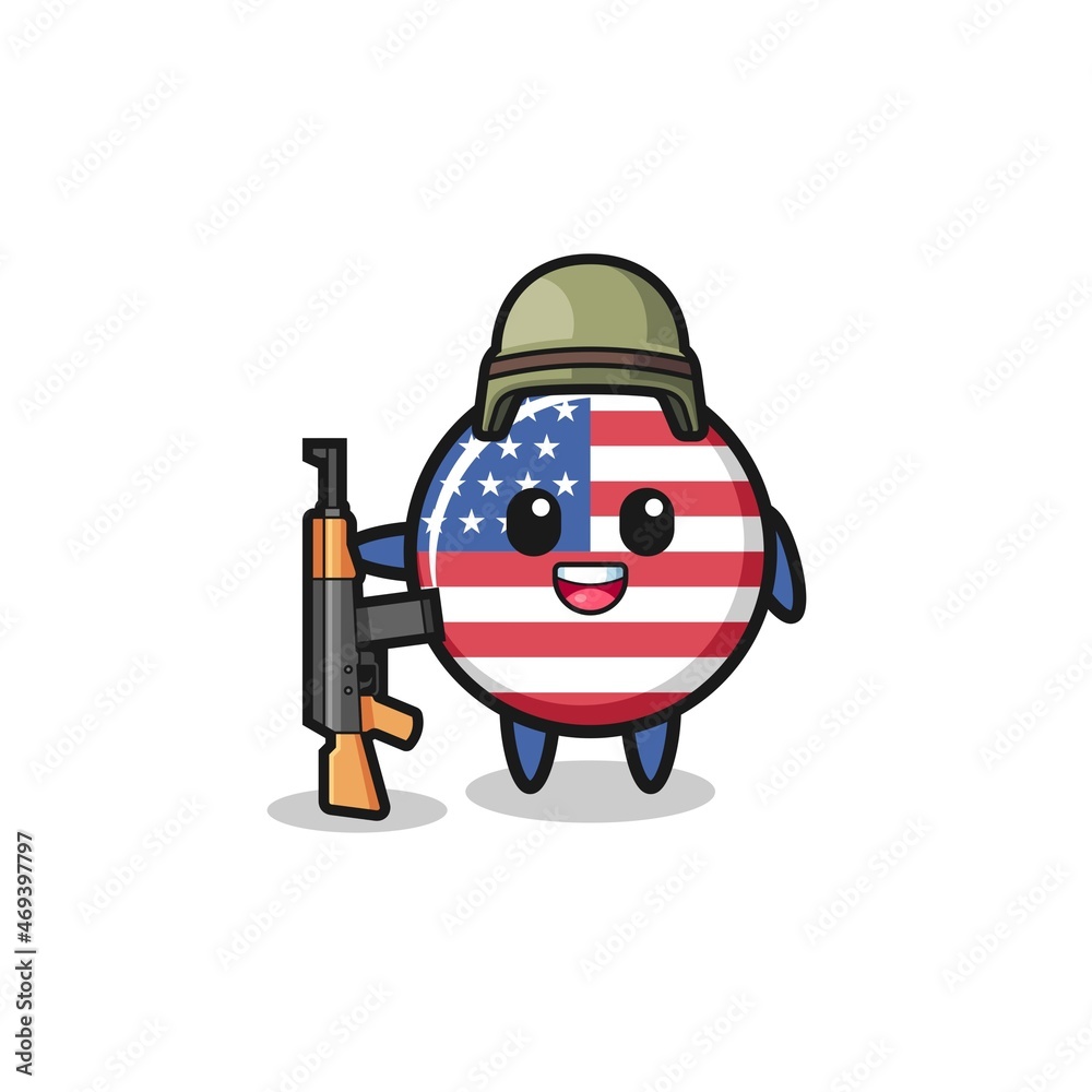 cute united states flag mascot as a soldier