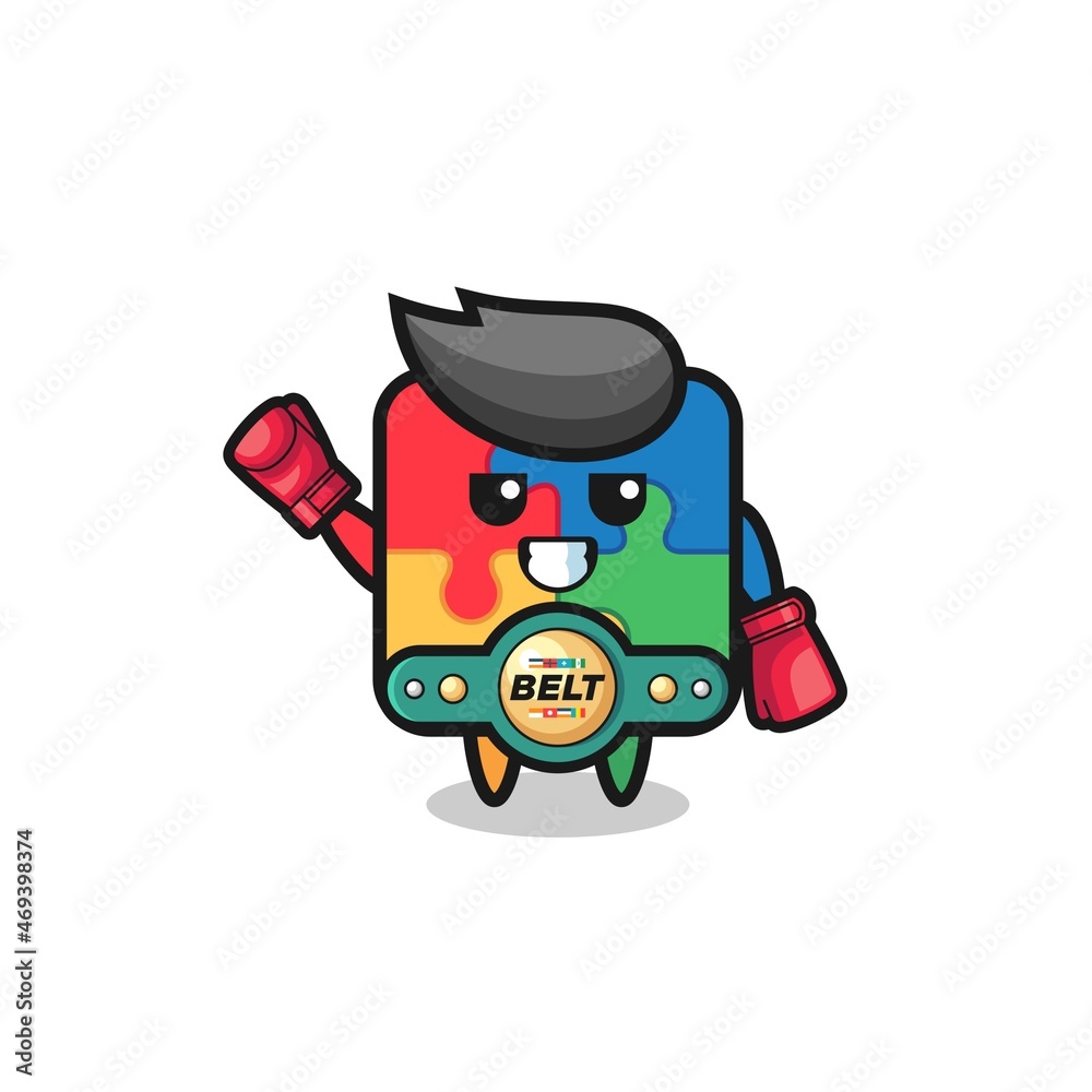 Obraz premium puzzle boxer mascot character