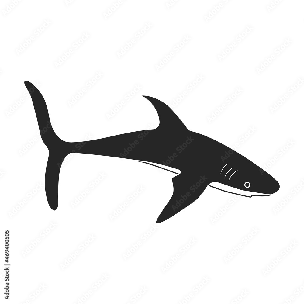 Shark black vector icon.Black vector illustration fish of sea. Isolated illustration of shark icon on white background. Shark black vector icon.Black vector illustration fish of sea. Isolated illustration of shark icon on white background.