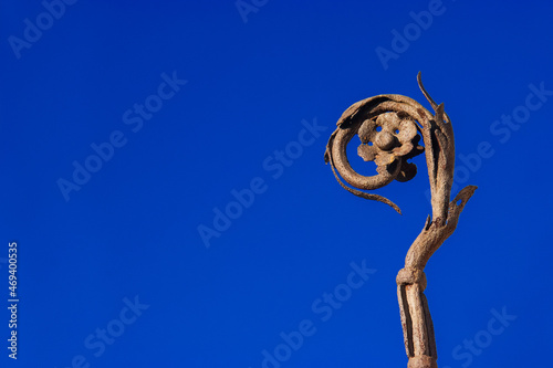 Christian religious equipment. Crosier or Pastoral Staff (with copy space) photo