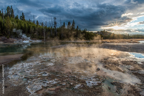 Steaming Mud Pod Area in famous Yellowstone National Park