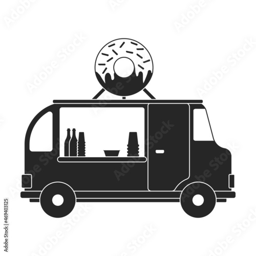 Food trailer vector icon.Black vector icon isolated on white background food trailer.