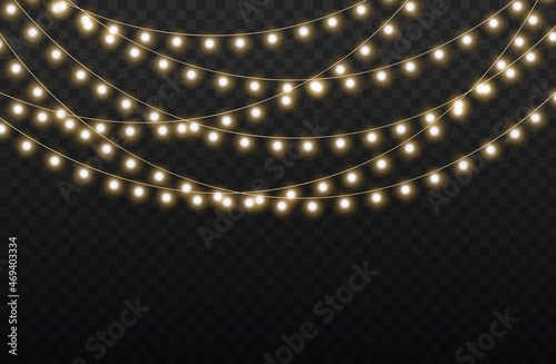 Christmas golden light garland, led neon lamp.