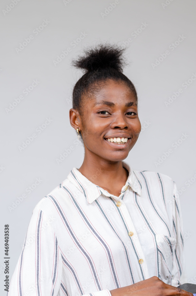 close up a lady isolated over white background smiling close up a lady isolated over white background smiling