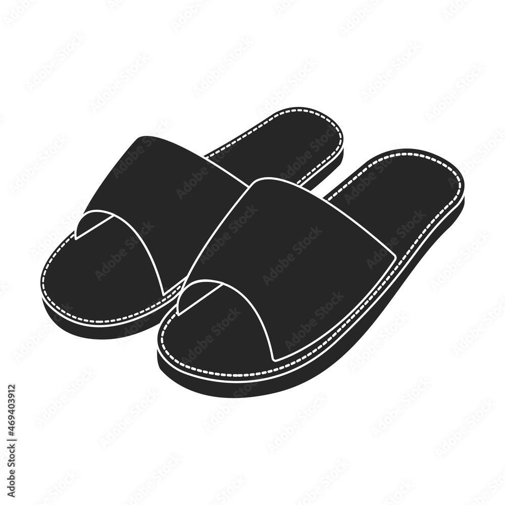 Slippers vector icon.Black vector icon isolated on white background slippers.  Stock Vector | Adobe Stock