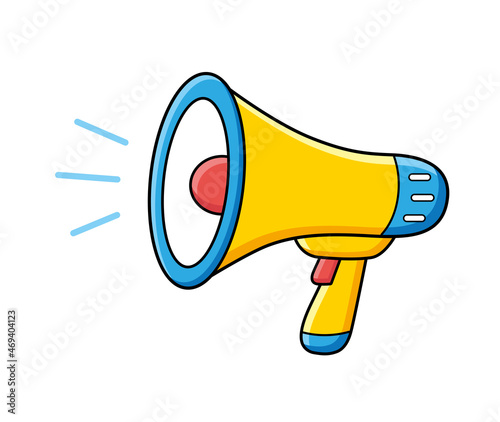 Yellow megaphone isolated icon cartoon vector
