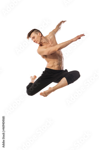 modern ballet dancer posing isolated over white background