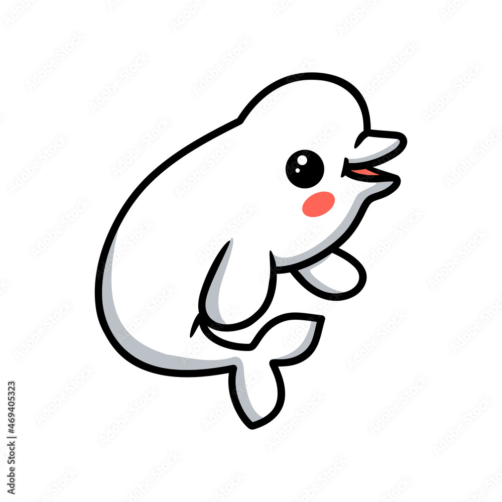 Obraz premium Cute little beluga whale cartoon