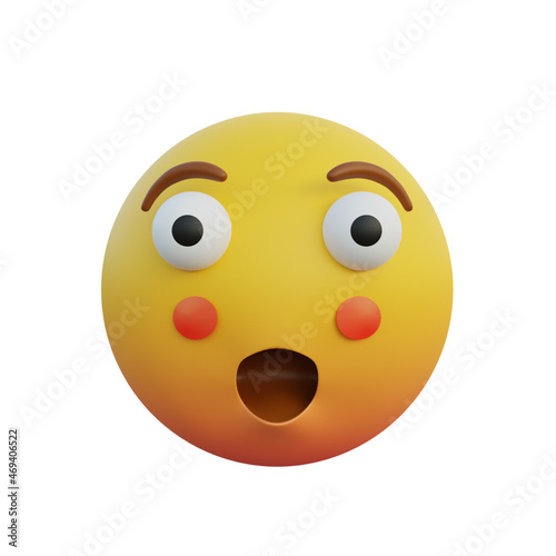 3d illustration Emoticon expression shocked face bulging eyes