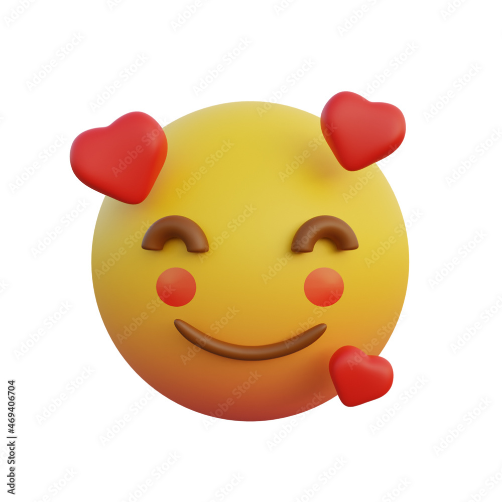 3d illustration emoticon smiling expression very shy and blushing red cheeks with love 3d illustration emoticon smiling expression very shy and blushing red cheeks with love