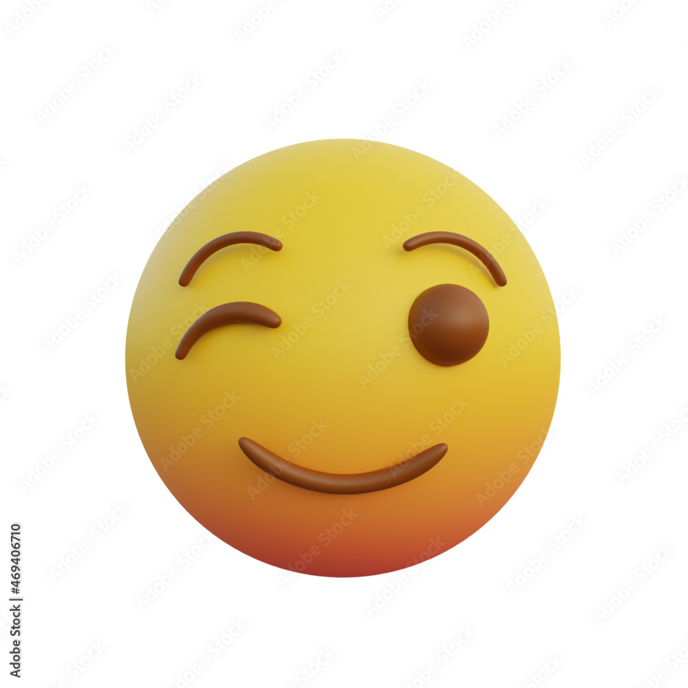Fototapeta premium 3d illustration emoticon smiling expression while blinking flirtatious