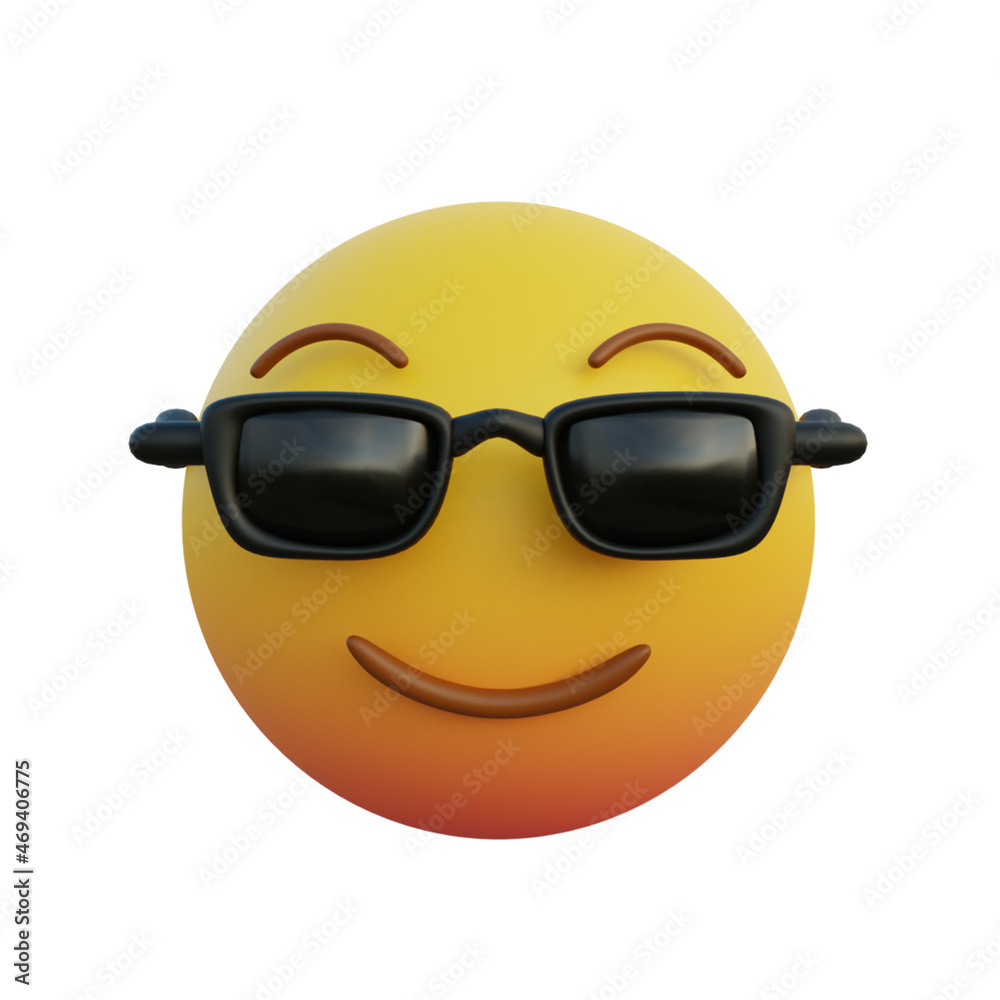 3d illustration cute smiling expression emoticon while wearing sunglasses 3d illustration cute smiling expression emoticon while wearing sunglasses