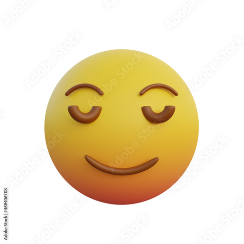 3d illustration shy smiley expression emoticon