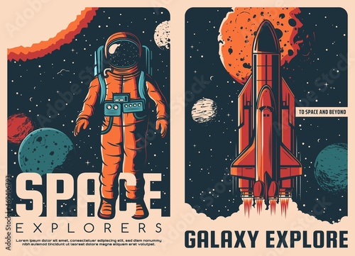 Papier peint Astronaut and spaceship retro posters