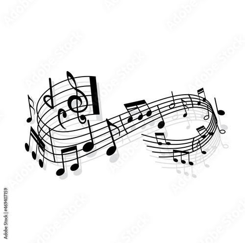 Music waves, sound concert and orchestra stave vector background. Classic music symphonic or philharmonic concert melody wave with clef, treble and bass notes, live musical festival