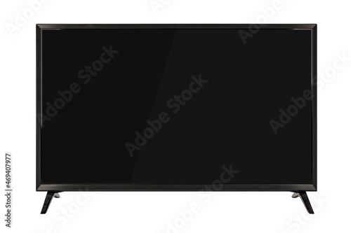 Smart television black screen 4k monitor display mock up on white background.