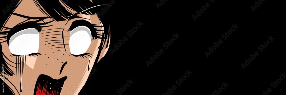 70年代少女漫画ショックで白目になる美女の顔ドアップ Stock Illustration Adobe Stock