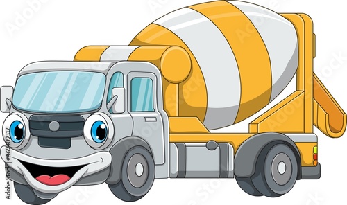 Cartoon concrete mixer truck mascot