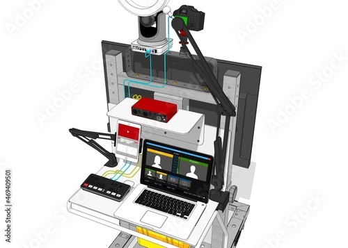 Mobile Streaming unit for outdoor Production. Live streaming system/equipment. online streaming on Social media. Mini broadcast 3D Model Prototype  photo