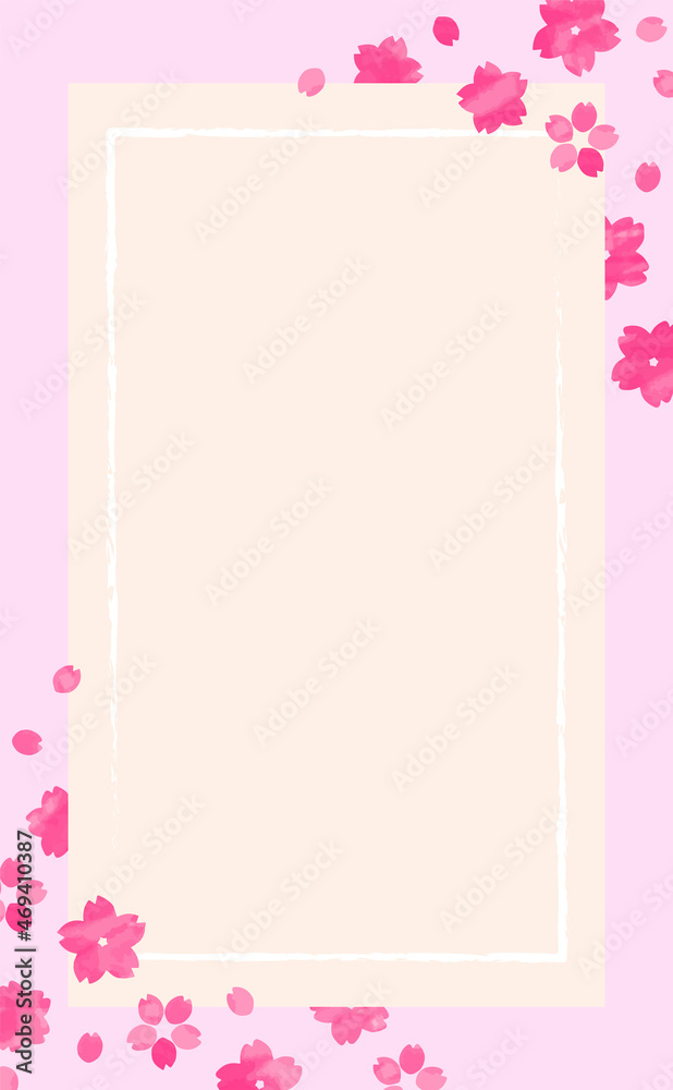 手書きの桜の花のシンプルなフレーム
