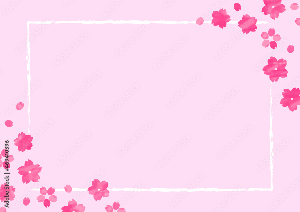 手書きの桜の花のシンプルなフレーム
