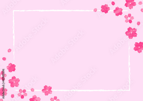 手書きの桜の花のシンプルなフレーム  © Kimama