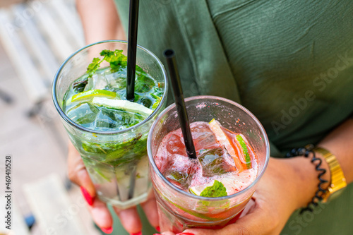 Cold drinks, mojio with ice