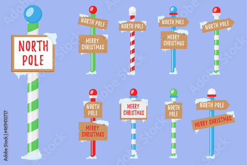 Winter holiday xmas signs for the north pole.