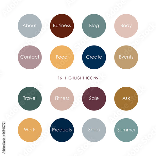 Instagram Highlights cover icons. Text template. Abstract. Fashion and style. Vector. Isolated on a white background.