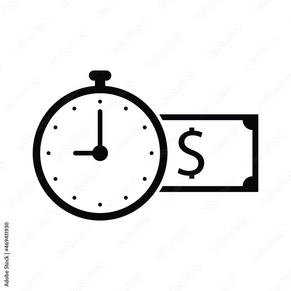 Obraz premium Time is money icon. Clock and dollar line symbol isolated on white background