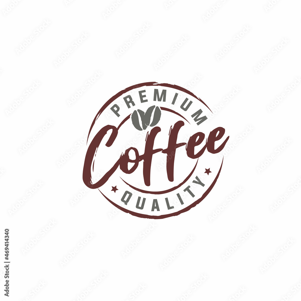premium coffee quality stamp vector with coffee beans