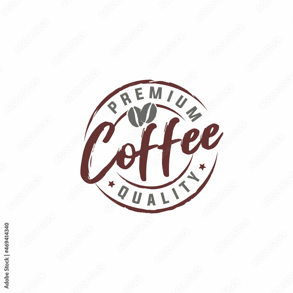 premium coffee quality stamp vector with coffee beans premium coffee quality stamp vector with coffee beans
