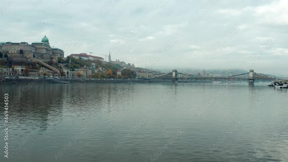 Danube river with with Buda Castle and Széchenyi Chain Bridge background Danube river with with Buda Castle and Széchenyi Chain Bridge background