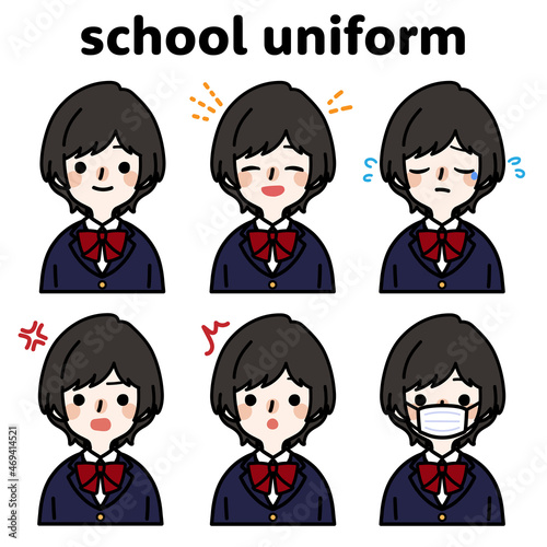 人物イラスト_女子高生表情セット
