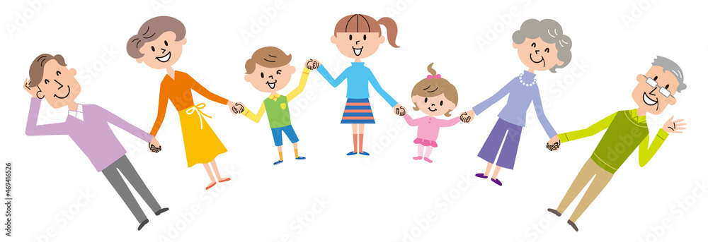 3世代家族 手つなぎ イラスト Stock Illustration Adobe Stock