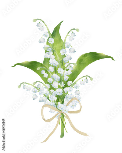 Fototapeta Naklejka Na Ścianę i Meble -  スズランの花のブーケ　水彩イラスト