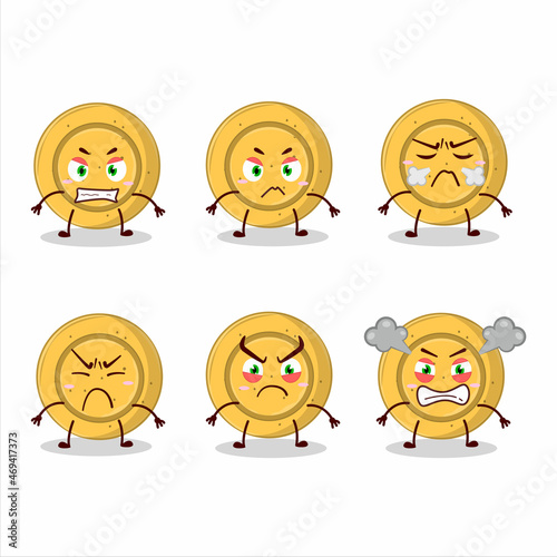 Dalgona candy circle cartoon character with various angry expressions