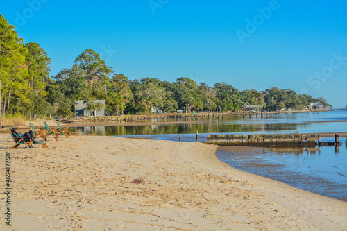 Fototapeta Naklejka Na Ścianę i Meble -  The shoreline on Hammock Bay in Freeport, Walton County, Florida