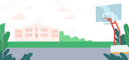 Basketball Court, Sports Arena Field for Team Game with Hoop. School or College Stadium Area for Training and Exercises