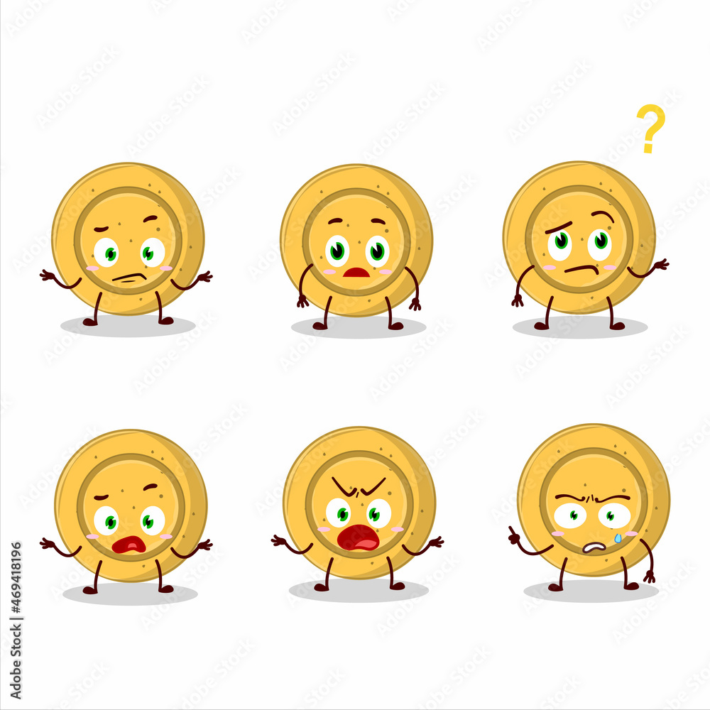 Cartoon character of dalgona candy circle with what expression Cartoon character of dalgona candy circle with what expression