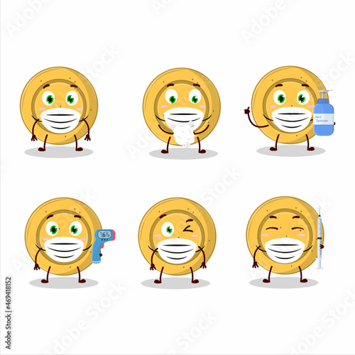 A picture of dalgona candy circle cartoon design style keep staying healthy during a pandemic