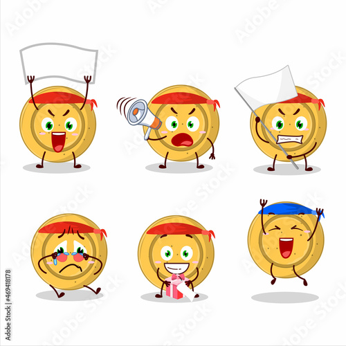 Mascot design style of dalgona candy circle character as an attractive supporter