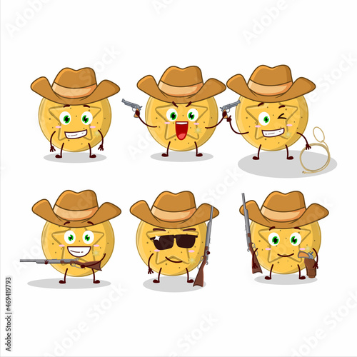 Cool cowboy dalgona candy star cartoon character with a cute hat