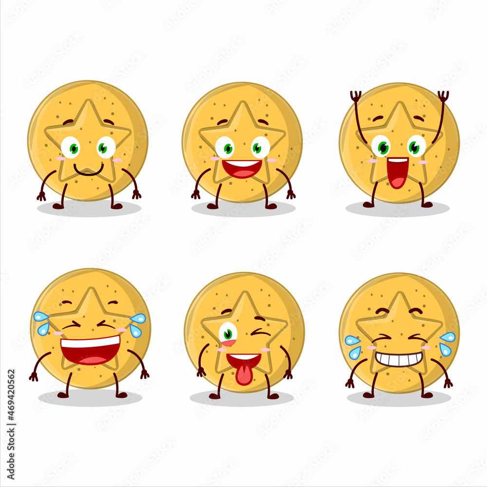 Cartoon character of dalgona candy star with smile expression Cartoon character of dalgona candy star with smile expression
